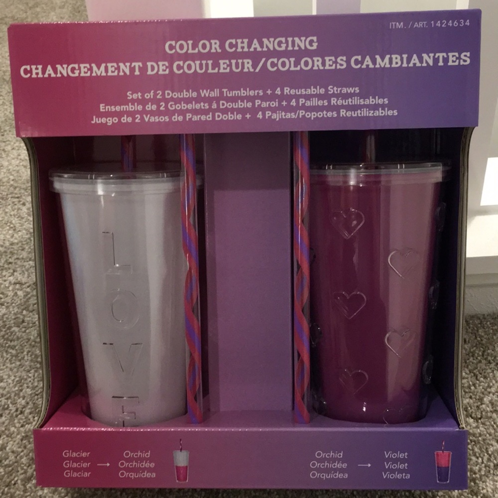 Color changing tumblers love hearts double wall